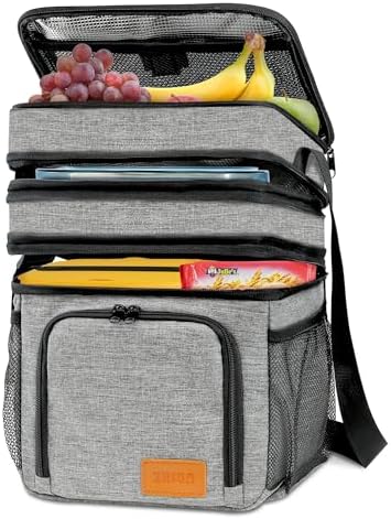 ZRSUN Insulated Lunch Bag for Women Men, Reusable 3 Layers Lunch Box Women, Expandable Reusable Water-resistant Lunch Box for Work Travel Office Picnic Hiking