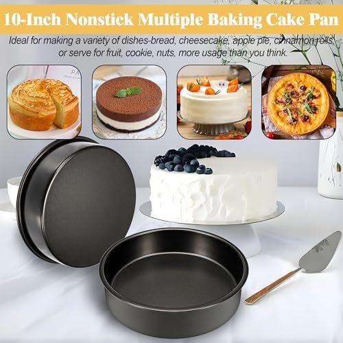 10 Inch Cake Pan, 2PCS Nonstick Round Cake Pans with 60PCS Parchment Paper