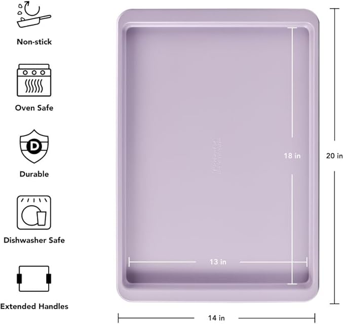 KitchenAid 13 x 18-In Nonstick Swiss Engineered Aluminized Steel Baking Sheet, Dishwasher Safe, Wildflower