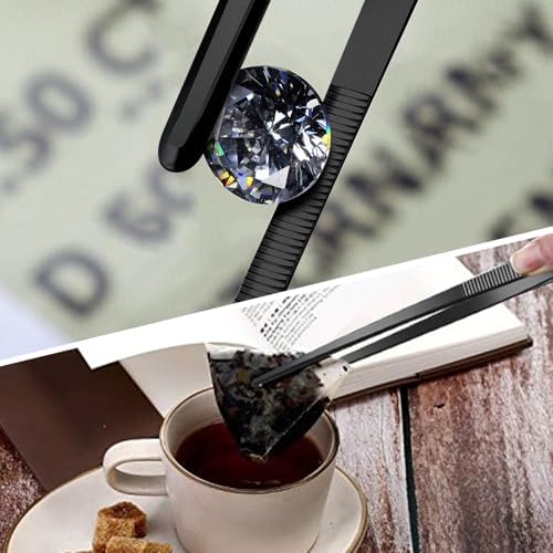 Yaomiao 4 Packs 8 Inch Cooking Tweezers Bar Kitchen Tongs, Black