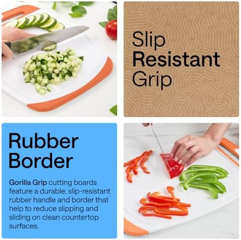 GORILLA GRIP BPA-Free Reversible Cutting Board, Set of 3, Lime Orange Lemon