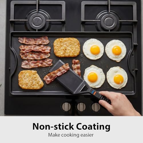 Utheer Reversible Griddle Kit, 19.5 x 10.5 Inch Ceramic Cast Iron Flat Top