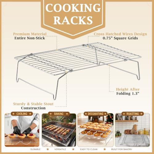 LIANYU 5-Tier Stackable Cooling Rack for Cooking & Baking, 10"x15", 2 Pack