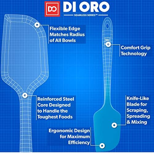DI ORO Large Silicone Spatula - 600F Heat Resistant, Blue