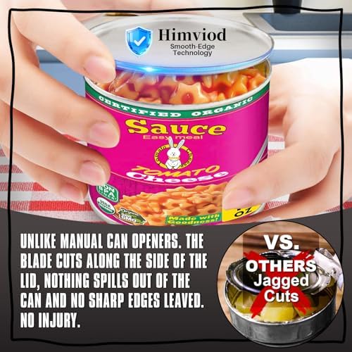 Electric Can Opener, One-Touch Automatic Can Opener for Seniors with Arthritis, Smooth Edge, Hands-Free, Fast Opening, Battery Powered, Food Safe Portable Electric Can Openers for Kitchen