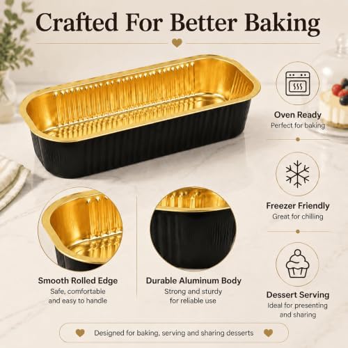 100 Pack Mini Cake Pans with Lids and Spoons, Disposable Aluminum Foil Cake Tins（6.8oz） Mini Loaf Pans with Lids for Party, Wedding, Birthday
