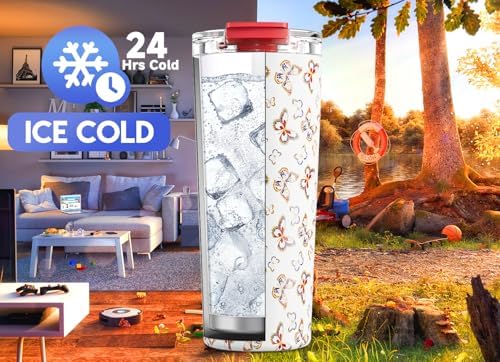 Meoky 24 oz Insulated Travel Coffee Mug: Leak Proof Lid, Jewel Butterfly
