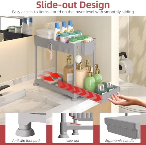 Sevenblue 4-Pack 2-Tier Under Sink Organizer with Pull Out Drawers