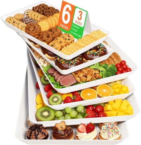 6-Pack Serving Tray in 3 Sizes, Serving Platter, Trays for Serving Food