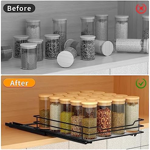 BOIVSHI Pull Out Spice Rack Organizer for Cabinet, Heavy Duty Slide Out Spice Rack Organizer for Kitchen Cabinets and Pantry, Fits Spices, Sauces, Canned Food (8.5''Wx10.5''Dx2.5''H)