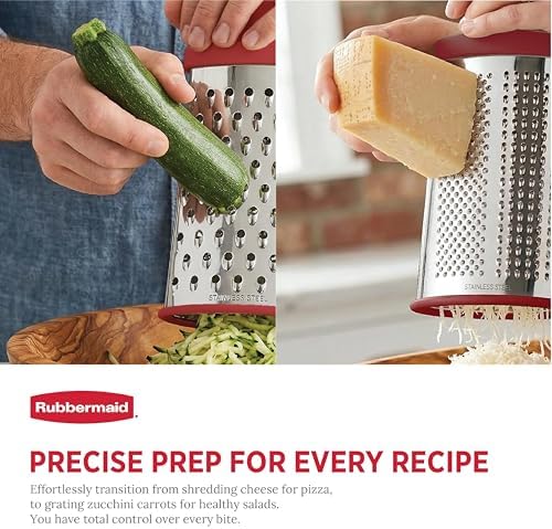 Rubbermaid Stainless Steel Cheese Grater - 9.5" Oval Handheld Box Grater with EZ Grip Handle - Multi-Surface Food & Cheese Shredder | Zester & Graters for Kitchen - Dishwasher Safe
