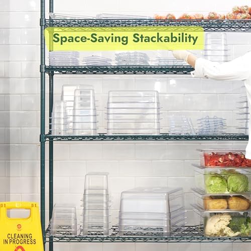 CURTA 6-Pack 1/9 Size 4" Deep NSF Polycarbonate Food Pans with Handled Lids | Dishwasher & Freezer Safe Clear Container for Prep Tables, Buffet, Salad Bar, Commercial & Home Kitchen