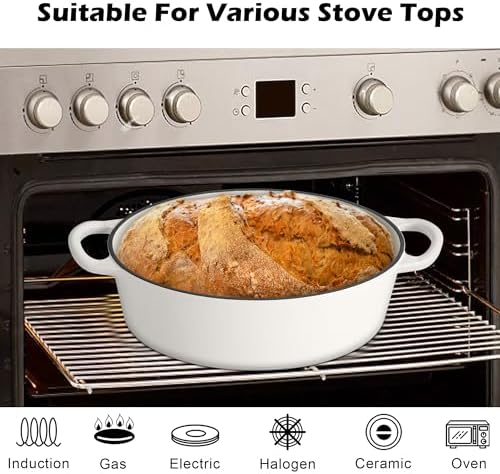 TeamFar 7QT Oval Dutch Oven, Enameled Cast Iron Dutch Oven Pot with Lid