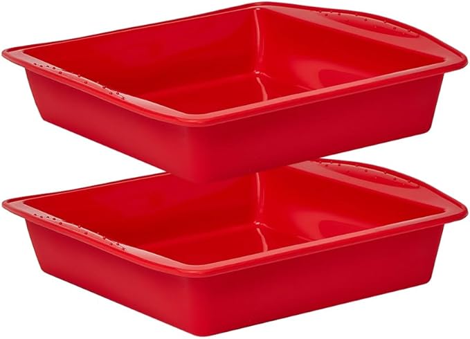 saphe 8 inch Silicone Square Cake Pan Nonstick Silicone Cake Molds, Brownie baking molds for Brownie, Cake, Bread, Pie and Lasagna 2 packs