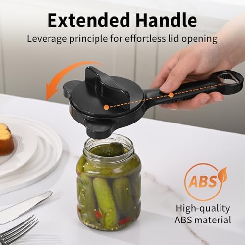 4-in-1 Jar Opener for Seniors with Arthritis – Adjustable Stainless Steel Lid Remover & Can Opener for Weak Hands, Fits All Jar Sizes & Bottle Caps, Makes Opening Easy – Kitchen Must-Have