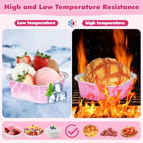 selizo 60 Pack 10oz Mini Disposable Cake Pans with Lids, Aluminum Foil Square Baking Cups, 4.4x4.4 Large Baking Cake Tins Cup Cake Containers with Lids for Thanksgiving Individual Cakes