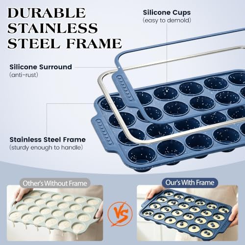 Silicone Muffin Pans for Baking with Metal Reinforced Frame