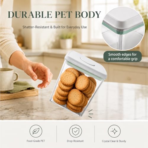 3-Pack 1.3 Qt Airtight Food Storage Containers, Stackable Pop Lids