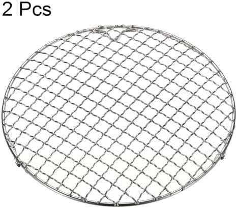 HARFINGTON 2pcs Round Cooking Rack 8.9-inch 201 Stainless Steel Cross Wire Barbecue Grill Net with 20mm Legs for Cooking Baking Steaming BBQ