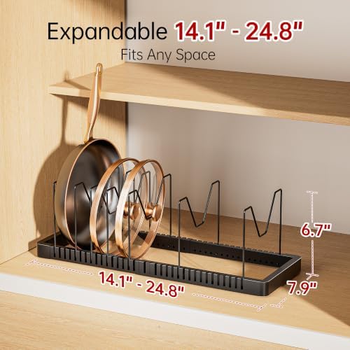 ORDORA Expandable Pot and Pan Organizer with 12 Adjustable Dividers