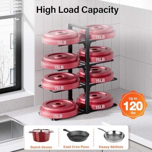 MUDEELA 8-Tier Heavy-duty pan organizers inside cabinet, 20.8" H Black