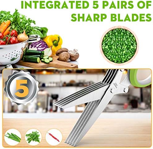 Herb Scissors with 5 Blades and Cover, New Kitchen Gadget 2026