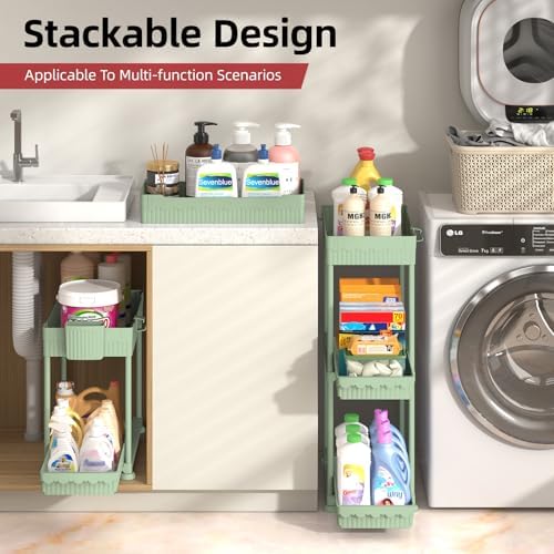 Sevenblue 4-Pack 2-Tier Under Sink Organizer with Pull Out Drawers