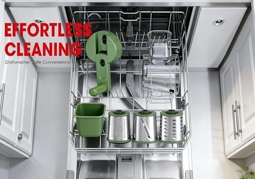 Rotary Cheese Grater Hand Crank with Foldable Handle, Three Blades