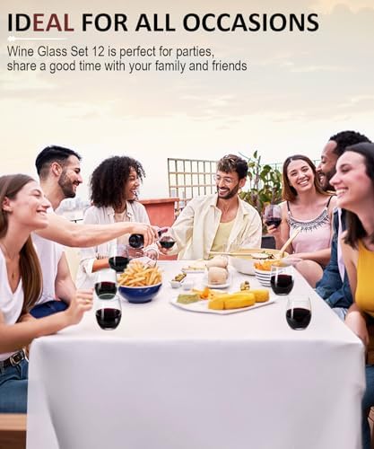 OJA Wine Glasses Set, Crystal Stemless Red Wine Glass, Set of 12, 15 oz