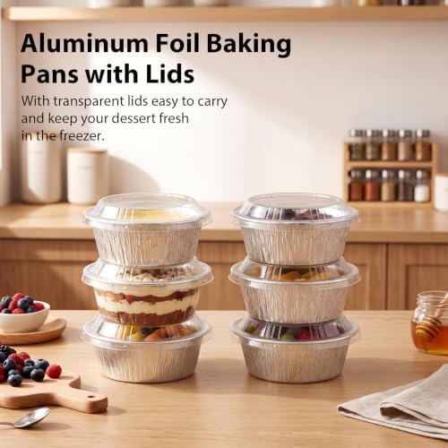Thenshop 100 Pcs 5 Inch Mini Pie Tins with Lids Disposable Pie Pans