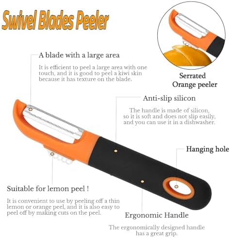 Swivel Vegetable Peeler Silicone Handle Stainless Steel for Fruit