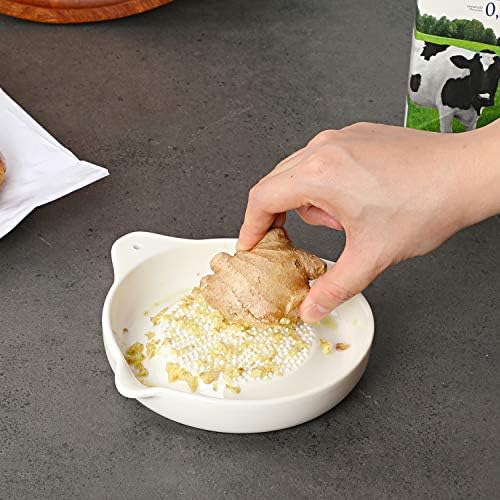 ONTUBE Ceramic Grater Plate for Ginger, Garlic, Onion (5.5" x 1 Pieces)