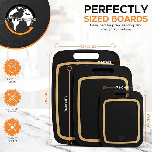 Composite Wood Cutting Board Set of 3, Built In Juice Groove