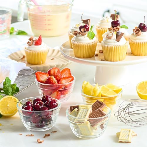 Le’raze 16pc Set of Small Glass Prep Bowls with Airtight Lids, Custard Cups