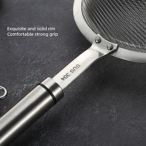 304 Stainless Steel Fine Mesh Strainers for Kitchen, Colander-Skimmer with Handle, Sieve Sifters for Food, Tea, Rice, Oil, Noodles, Fruits, Vegetable