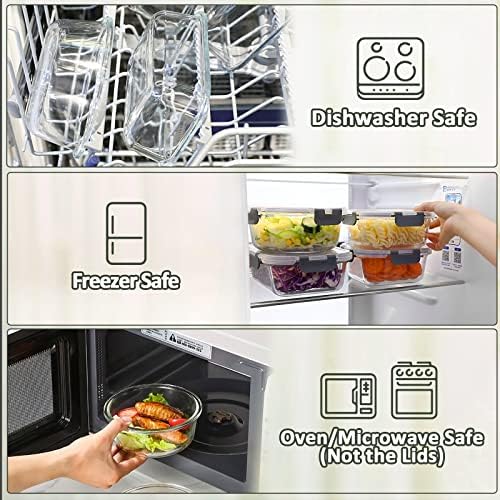 M MCIRCO 30 Piece Extra Large Glass Food Storage Containers with Lids,Gray