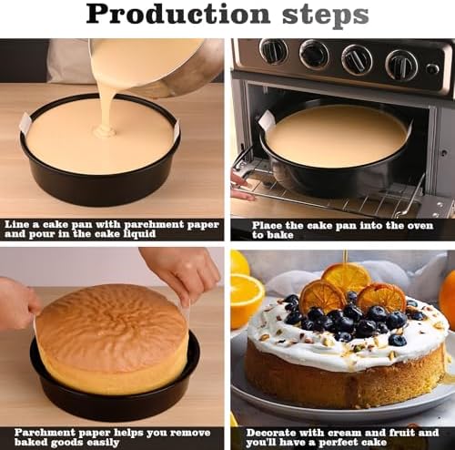 HUAKENER 10 Inch Cake Pan,2Pcs Round Cake Pan with Parchment Paper
