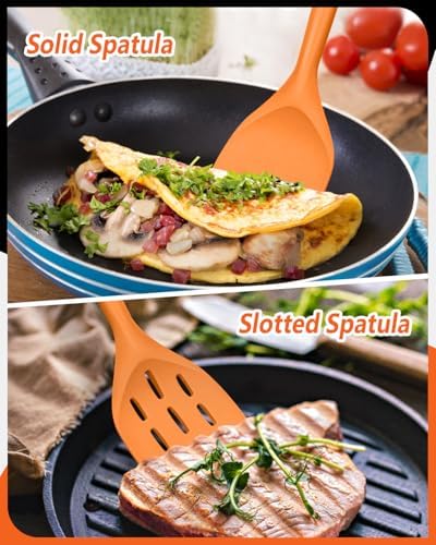 Badiano Silicone Spatula, Non Stick Turner for Cooking, Food Grade, Orange