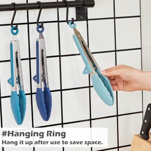 9" Kitchen Tongs for Cooking with Silicone Tips, Serving Tong for Salad BBQ