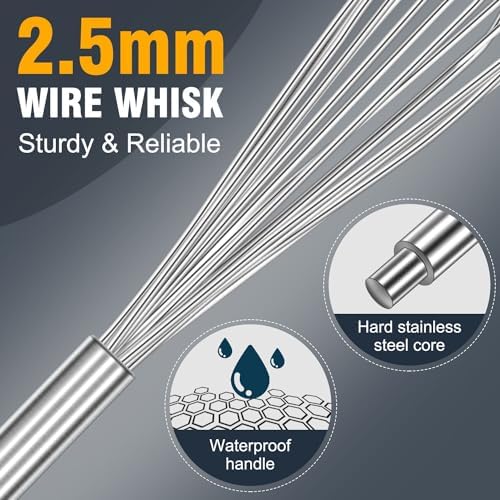 Eddeas 17in/43cm Extra Large Whisk,5Ib Heavy Duty Whisk, 2.4mm Wire Whisk Suitable for Mixing Thick batter and Large batch soup.Not suitable for individual small batch production(Silver)