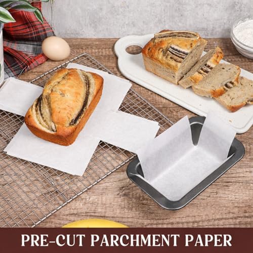 Webake 200Pcs Unbleached Parchment Paper Mini Loaf Pan Liners for 6x3 Small Banana Bread Pan, Original Precut, Non Toxic Baking Papers