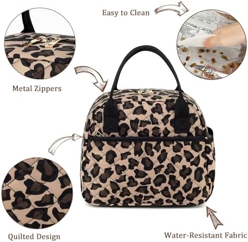CAMTOP Lunch Box for Women Men Insulated Lunch Bag Lunch Tote Bag Leakproof Thermal Cooler Large Capacity for Travel Work School Picnic (Leopard)