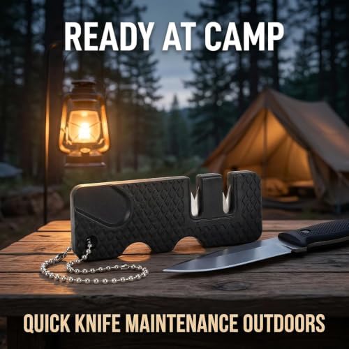2Pcs Black Pocket Knife Sharpener, Handheld Keychain Sharpening Tool For Outdoor Camping Kitchen Knives Accessories Kitchen Utensils and Gadgets