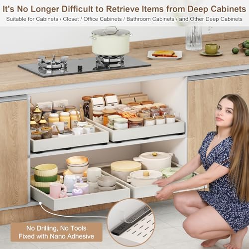 Fokyfok 2Pc Pull out Cabinet Organizer,11"-16"W,13"-17"D,Expandable