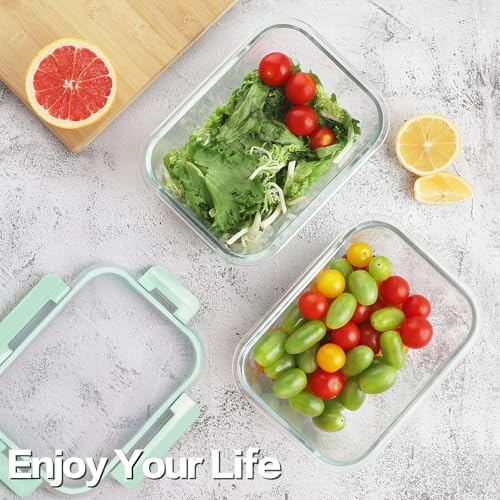 8-Pack 36oz Large Glass Meal Prep Containers with Leak Proof Snap-Lock Lids