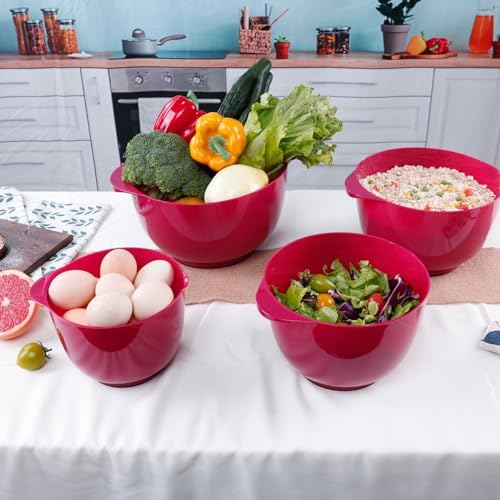 BoxedHome Classic Mixing Bowls Set of 4, BPA Free Plastic, Microwave Safe