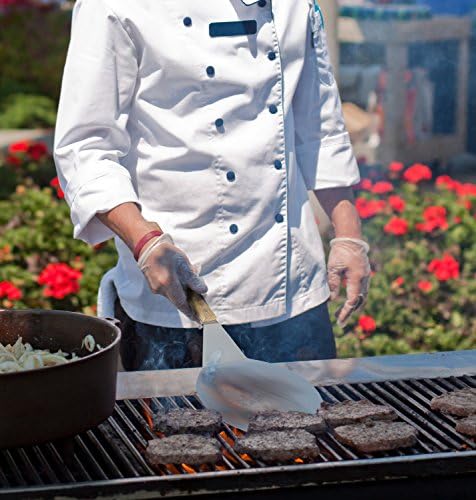 Extra-Large Stainless Steel Wide Spatula Turner Strong Wooden Handle - Dishwasher Safe Kitchen Utensil - Heavy Duty Oversized Metal Lifter Grilling, Cooking, Baking Cake & Cookies pancake spatula