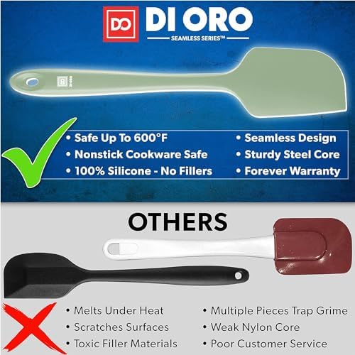 DI ORO Large Silicone Spatula - 600F Heat Resistant, Sage