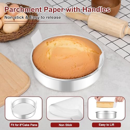 LIANYU 8 Inch Cake Pan Set of 3, Round Baking Pans for Layer Birthday Cake