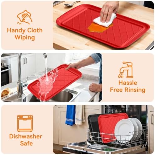 Grilling Prep & Serve Trays for Party Set of 6, Large BBQ Serving Platters